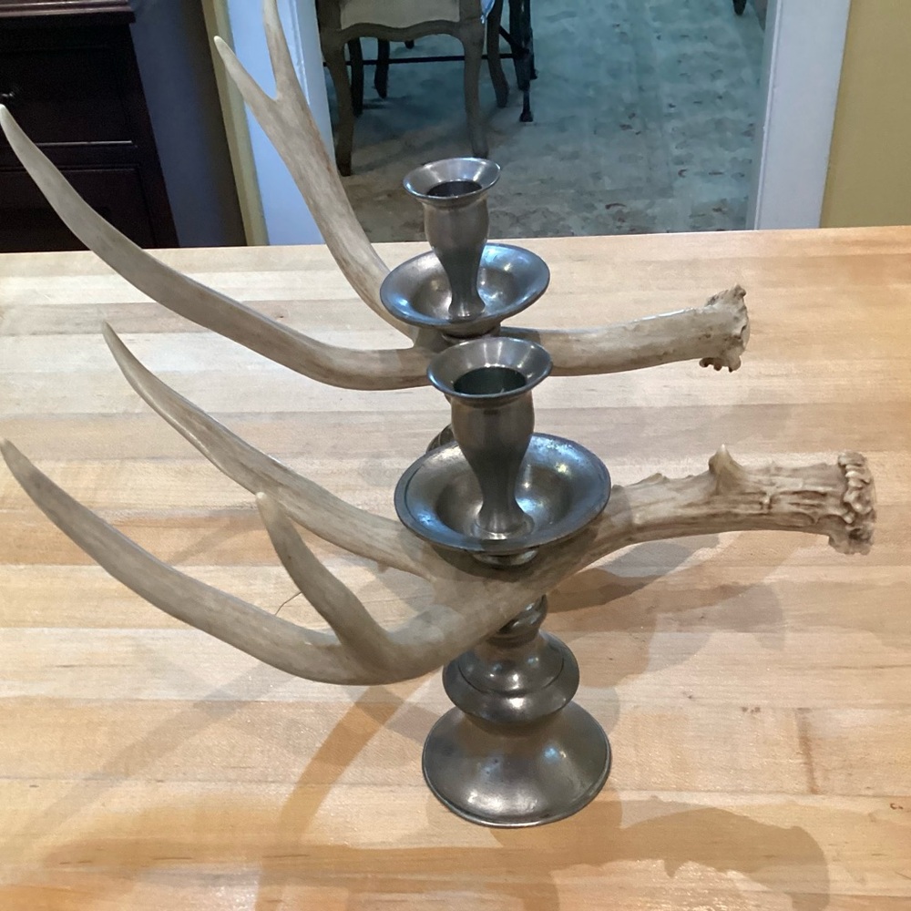 Pewter Antler Candle Holders